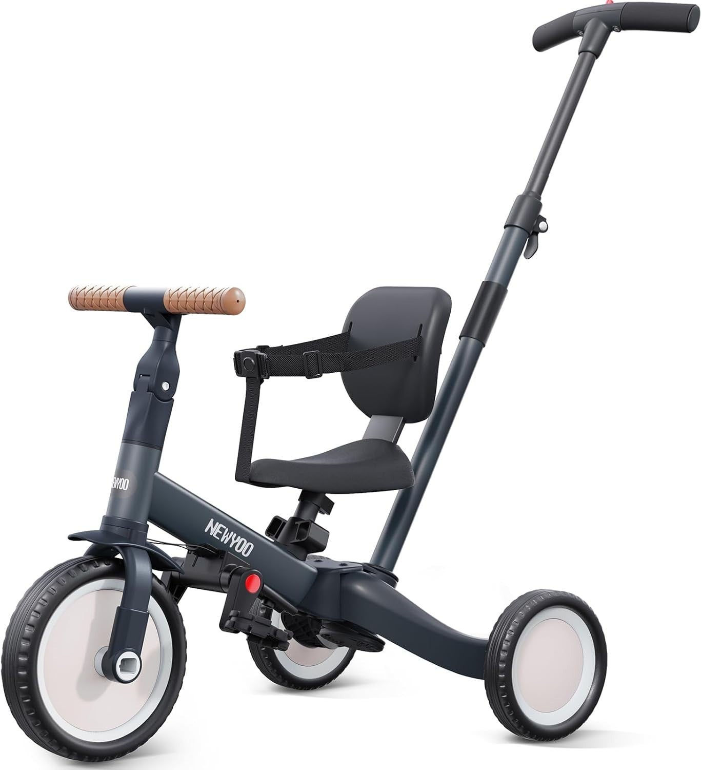 5 in 1 Toddler Tricycle Push Trike Balance Bike w Parent Handle Grey