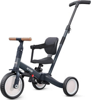5 in 1 Toddler Tricycle Push Trike Balance Bike w Parent Handle Grey