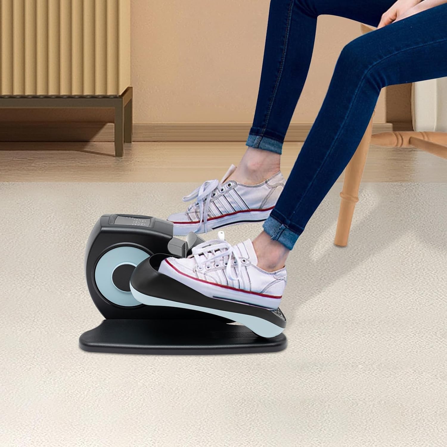 Under Desk Electric Elliptical Leg Exerciser Remote LCD 5 Speed