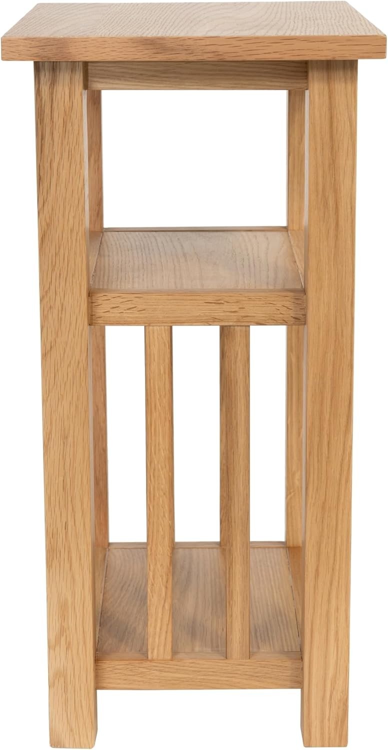 Oak Small Side Table 27x35x55 cm | Solid Wood End Table w/ Storage