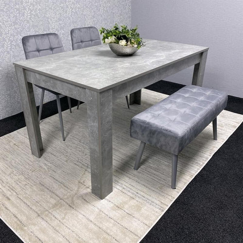 Grey Wood Dining Table Set with 2 Chairs & 2 Benches Padded Kitchen Set