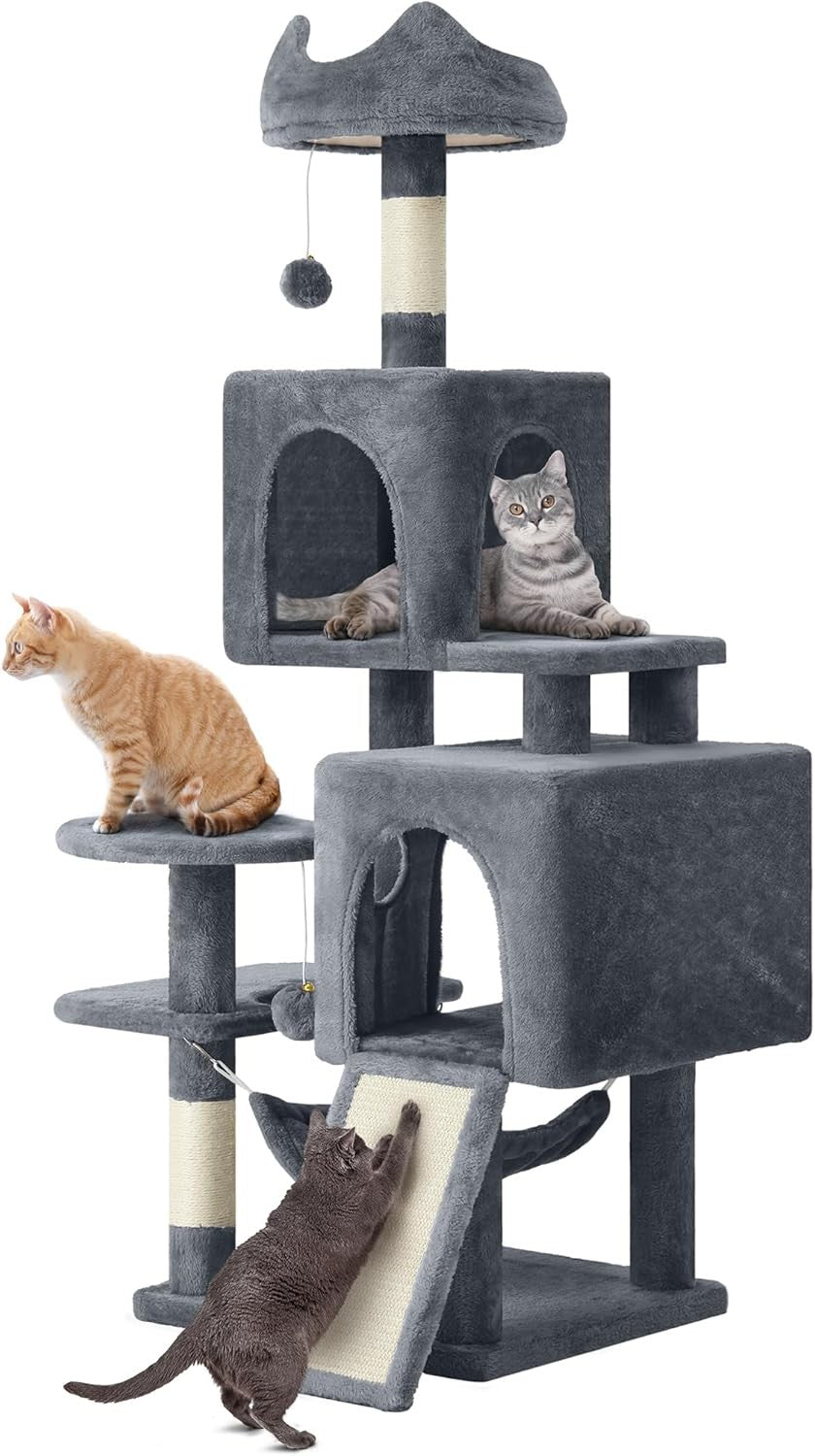 Large Cat Tree Tower 137cm Scratching Post Hammock Multi-Level XL