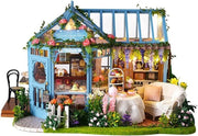 DIY Book Nook Kit Rose Garden Tea House LED Miniature Bookend Decor