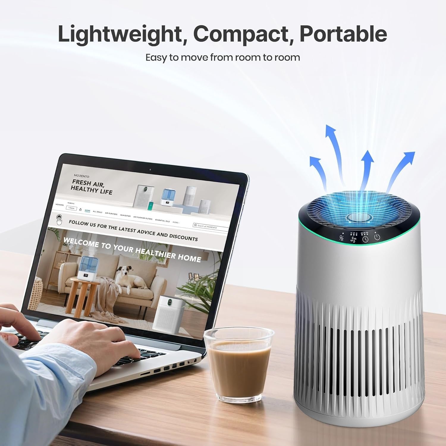 Small Air Purifier for Home Smoke Pet Odors 22dB Quiet Sleep Mode
