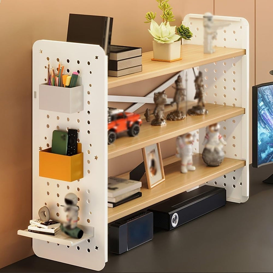 3 Tier Desktop Storage Shelf 23.6" Office Desk Hutch Organizer w/ Grid Board