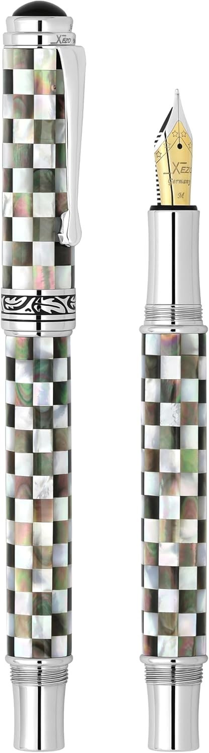 Limited Edition Medium Fountain Pen Black & White Mother of Pearl