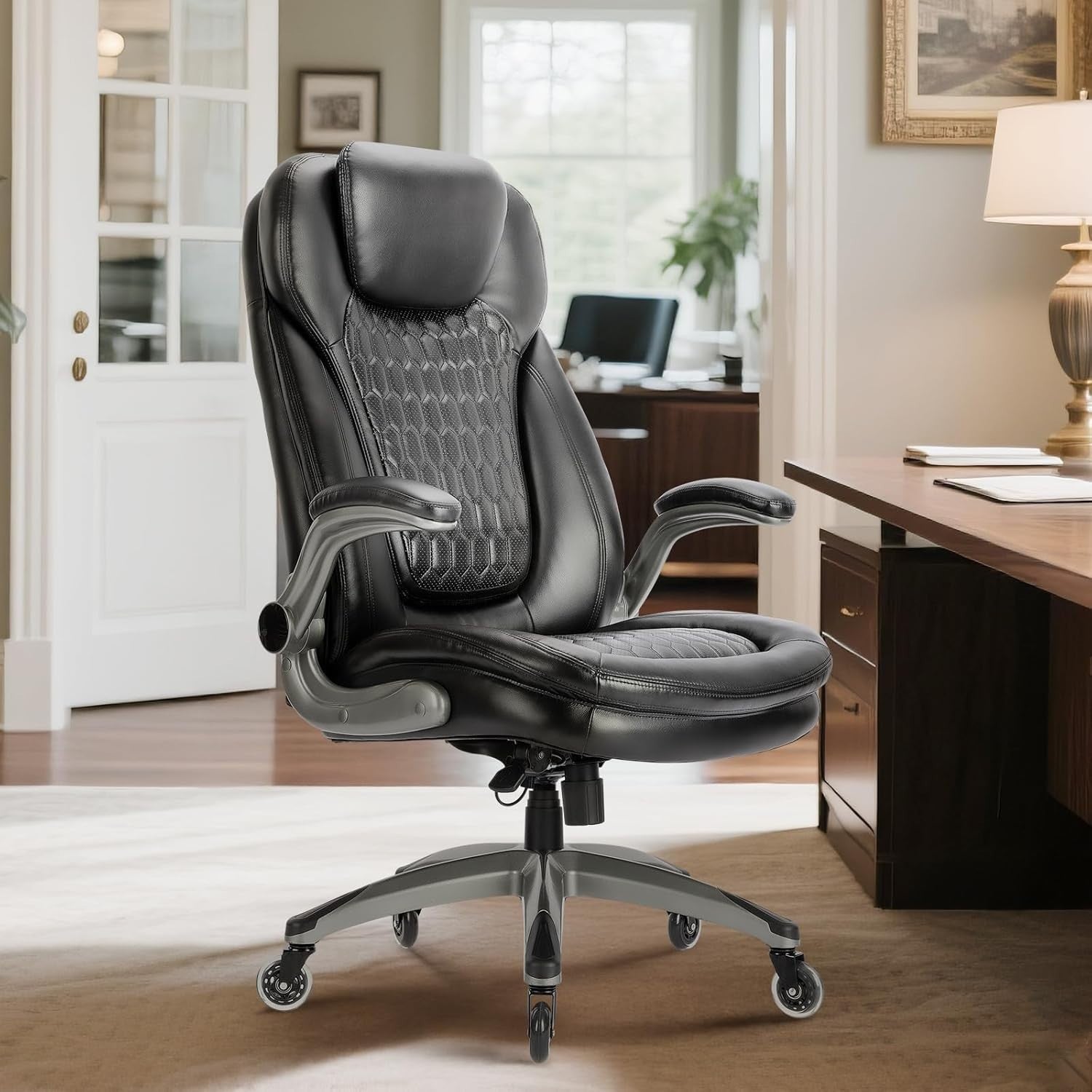 Ergonomic Office Chair Faux Leather Desk Chair High Back Padded Reclining Tilt