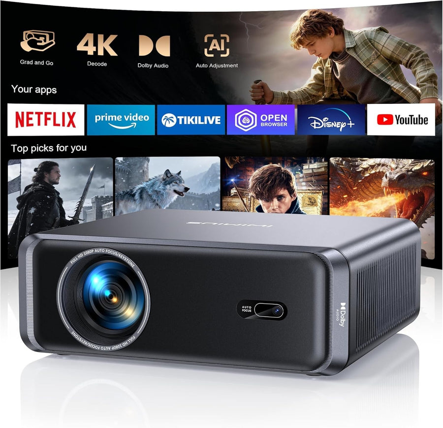 1000ANSI 1080P Smart Projector Netflix WiFi6 Dolby 36000L