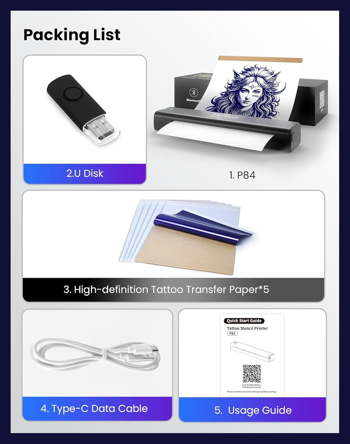 Tattoo Stencil Printer Portable Bluetooth Thermal iOS Android
