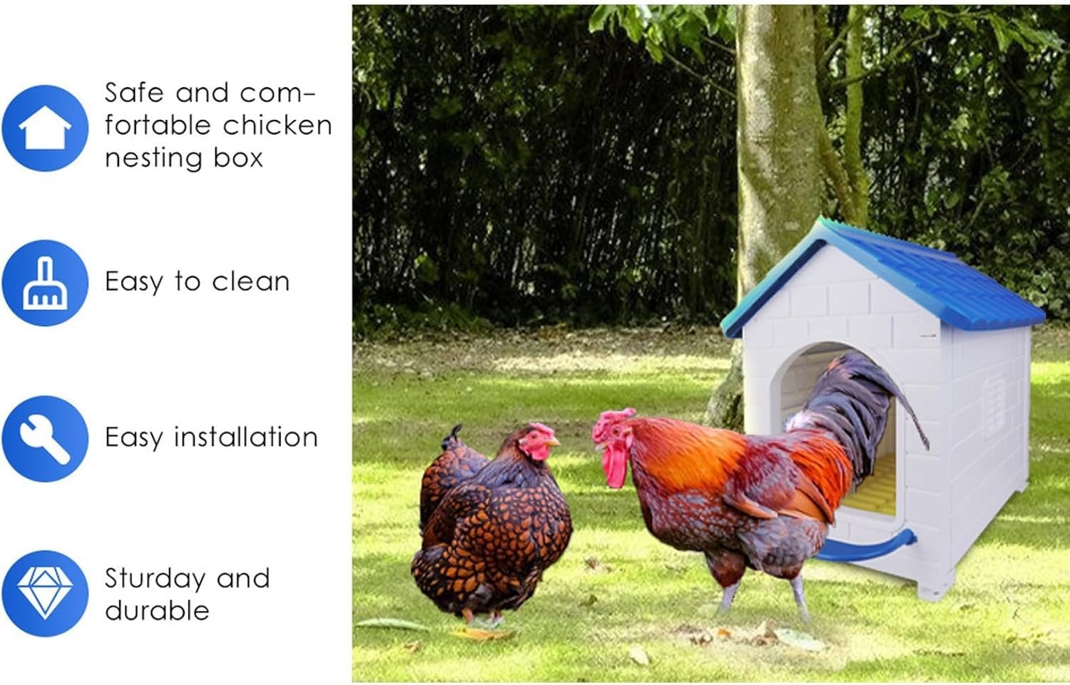 Plastic Chicken Nesting Box Laying Hen Coop Easy Clean