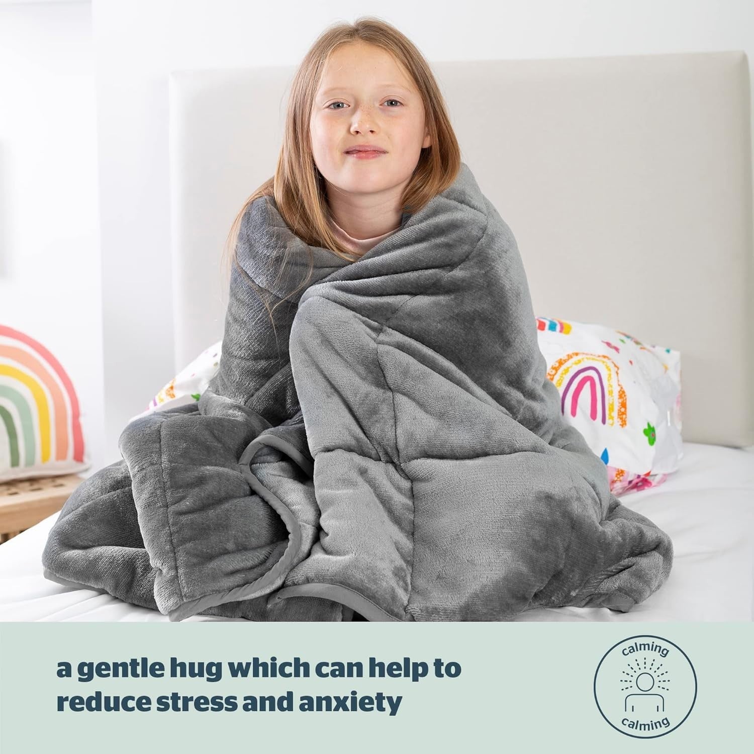 Kids Weighted Blanket Grey 3kg 100x150cm Calming Sensory Sleep Aid