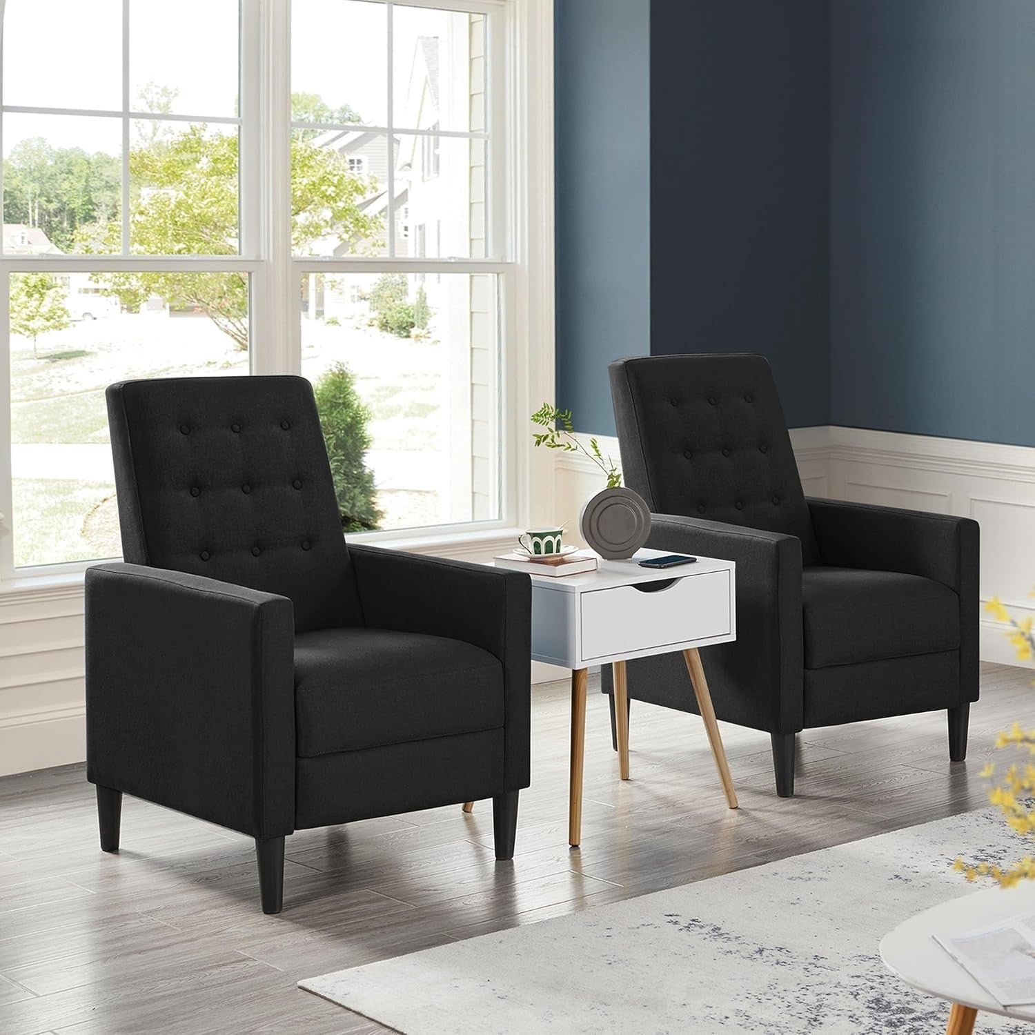 Black Faux Leather Recliner Chair Sofa Adjustable Footrest Padded Seat
