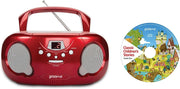 Portable Boombox CD Player Radio AUX Headphone Kids Story CD Bundle Red