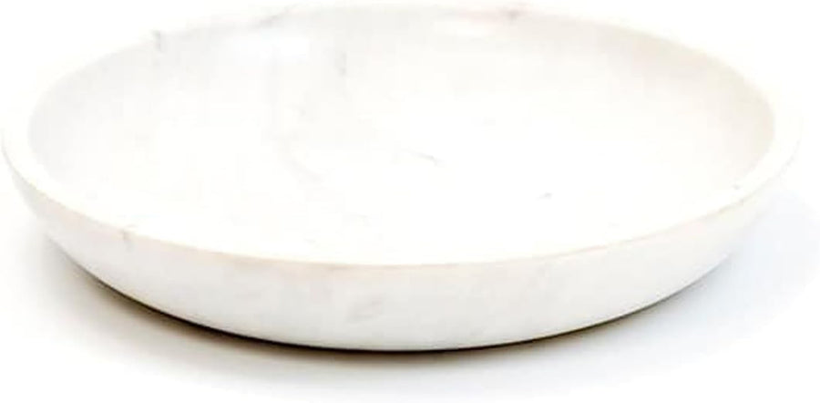 30cm White Marble Bird Bath Bowl – Garden Wildlife Oasis for Birds & Bees