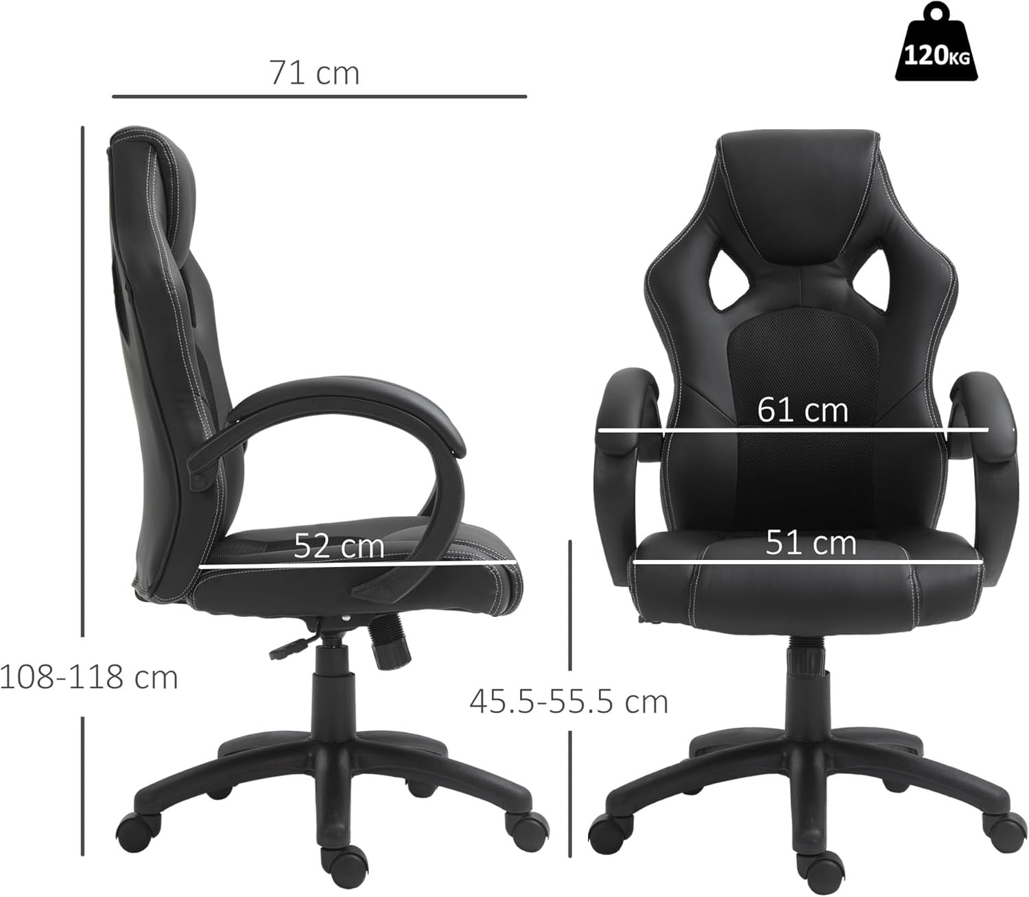 Gaming Chair Racing Style Swivel Faux Leather Desk
