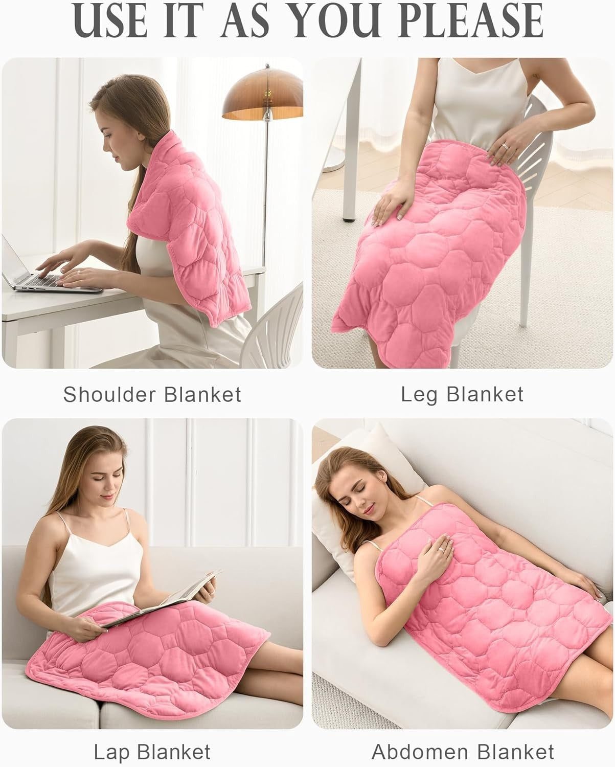 7lbs Weighted Lap Blanket Pink 29x24" Fleece for Travel and Calming