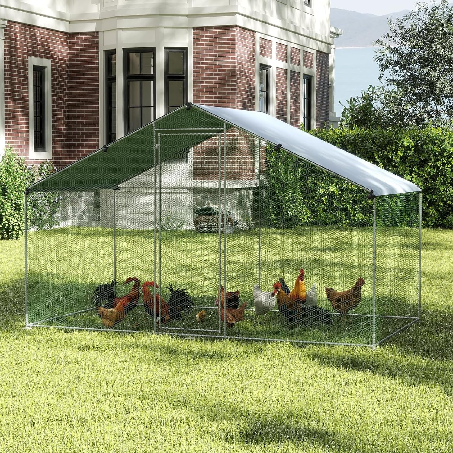Large Walk In Chicken Coop 310x170x190cm Galvanised Run Cover Cage