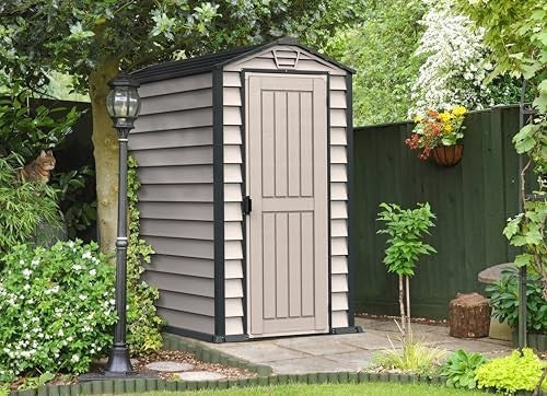 Plastic Garden Storage Shed 6x3ft Waterproof Vinyl Outdoor Tool Shed with Floor