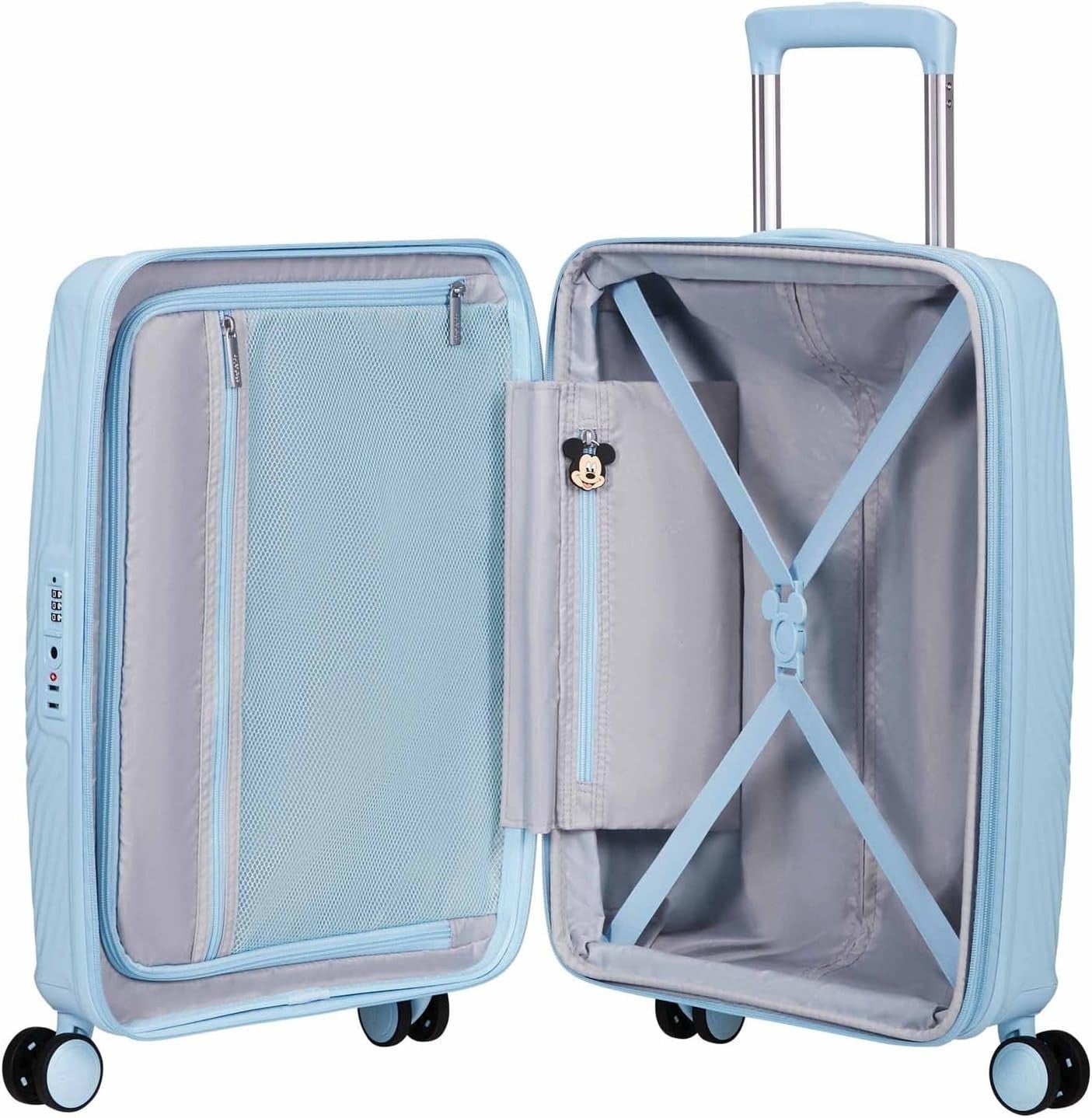Cabin Hard Shell Suitcase Expandable 55cm TSA Lock Spinner Blue