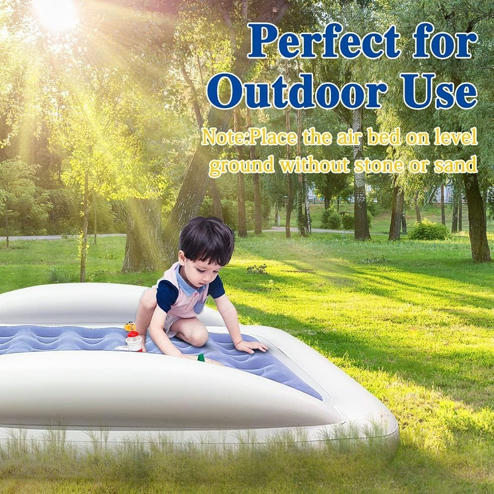 Inflatable Kids Travel Bed with Rails & Electric Pump | Toddler Mattress