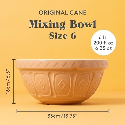 6L Cream Mixing Bowl 33cm Earthenware Classic Kitchen Bakeware