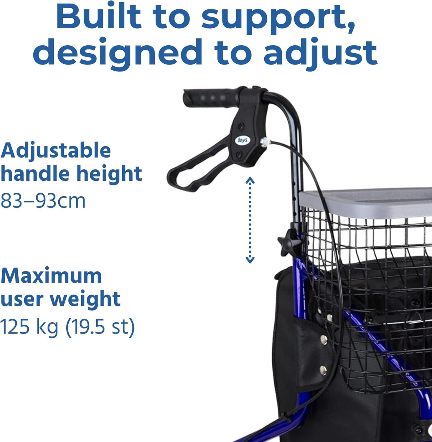 3 Wheel Rollator Walker Folding Lightweight Brakes Basket Tray Indoor Outdoor