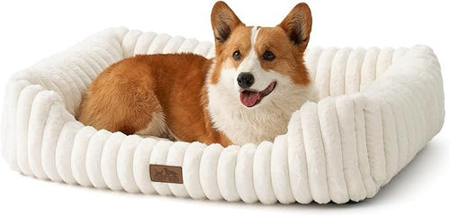 Large Orthopedic Dog Bed Faux Fur Washable 35x25in