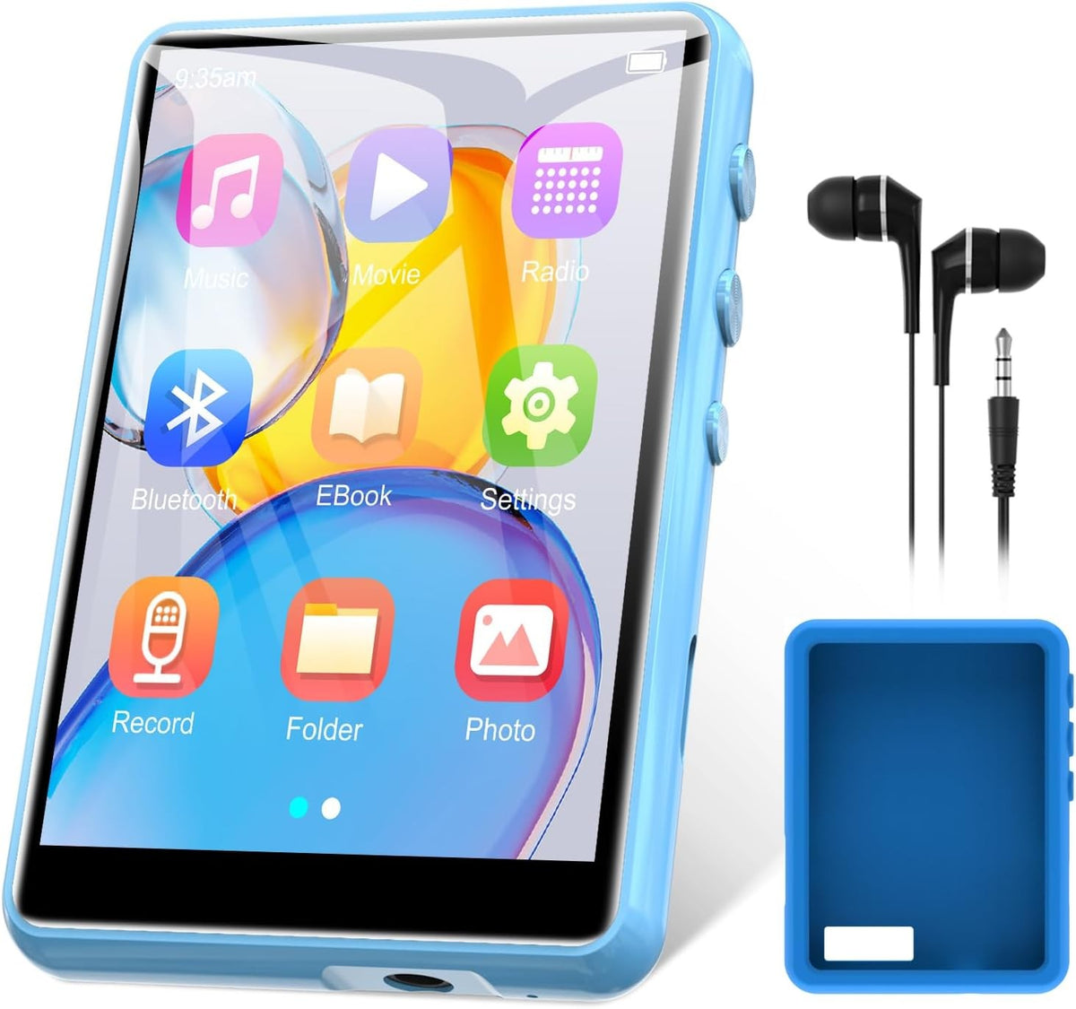 64GB Bluetooth MP3 Player Blue 2.4" Touchscreen HiFi FM