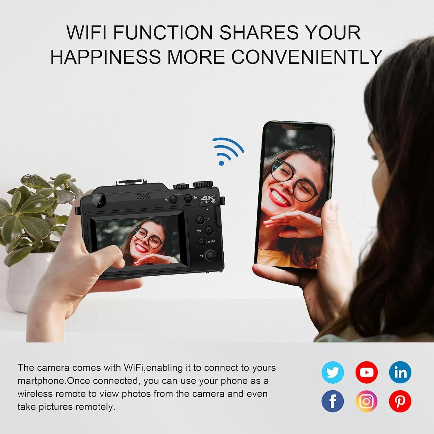 5K 64MP Digital Camera WiFi Vlogging Camera w/ 64GB Card AF Zoom