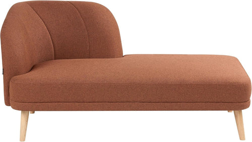 Traditional Brown Left Hand Chaise Lounge | Soft Polyester, Sturdy Wood Legs