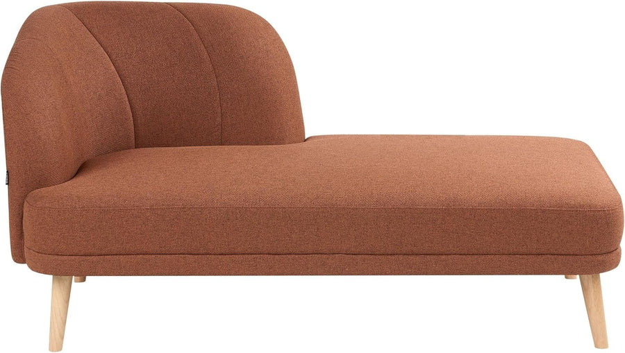Traditional Brown Left Hand Chaise Lounge | Soft Polyester, Sturdy Wood Legs