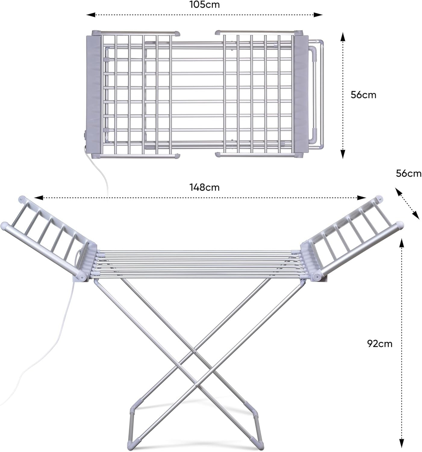 Electric Heated Clothes Airer Folding Drying Rack 20 Heated Bars