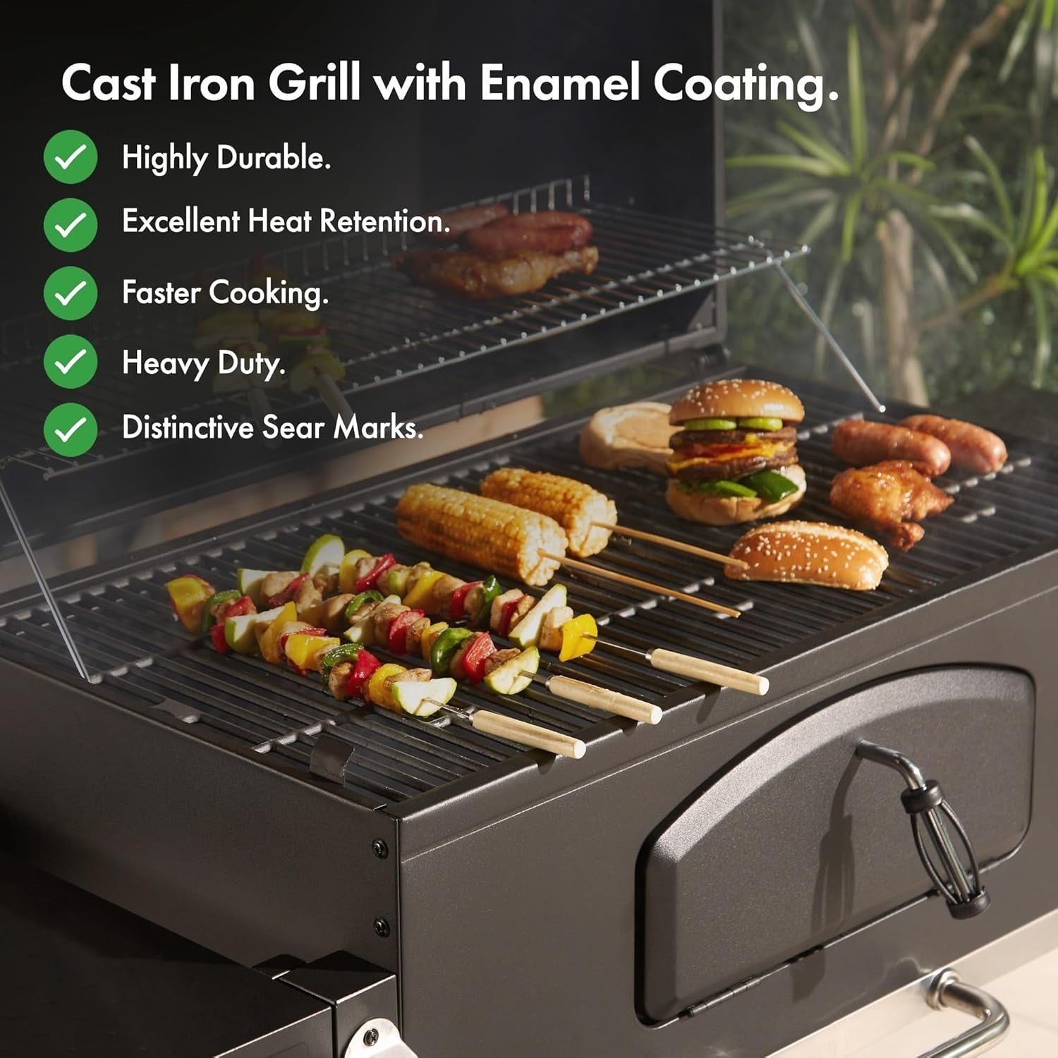 XL Charcoal BBQ Smoker with Adjustable Tray & Thermometer – Outdoor 2-in-1 Grill