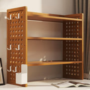3-Tier Desktop Bookshelf Organizer w/ Pegboard | Bamboo Desk Hutch 50×20×56cm