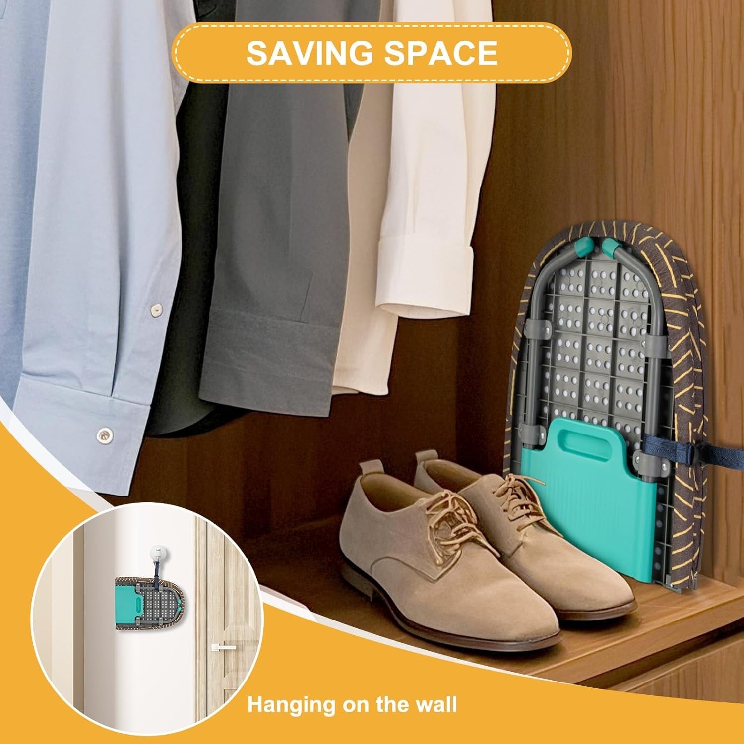 Small Tabletop Ironing Board Portable Non Slip Travel Board Blue Gold