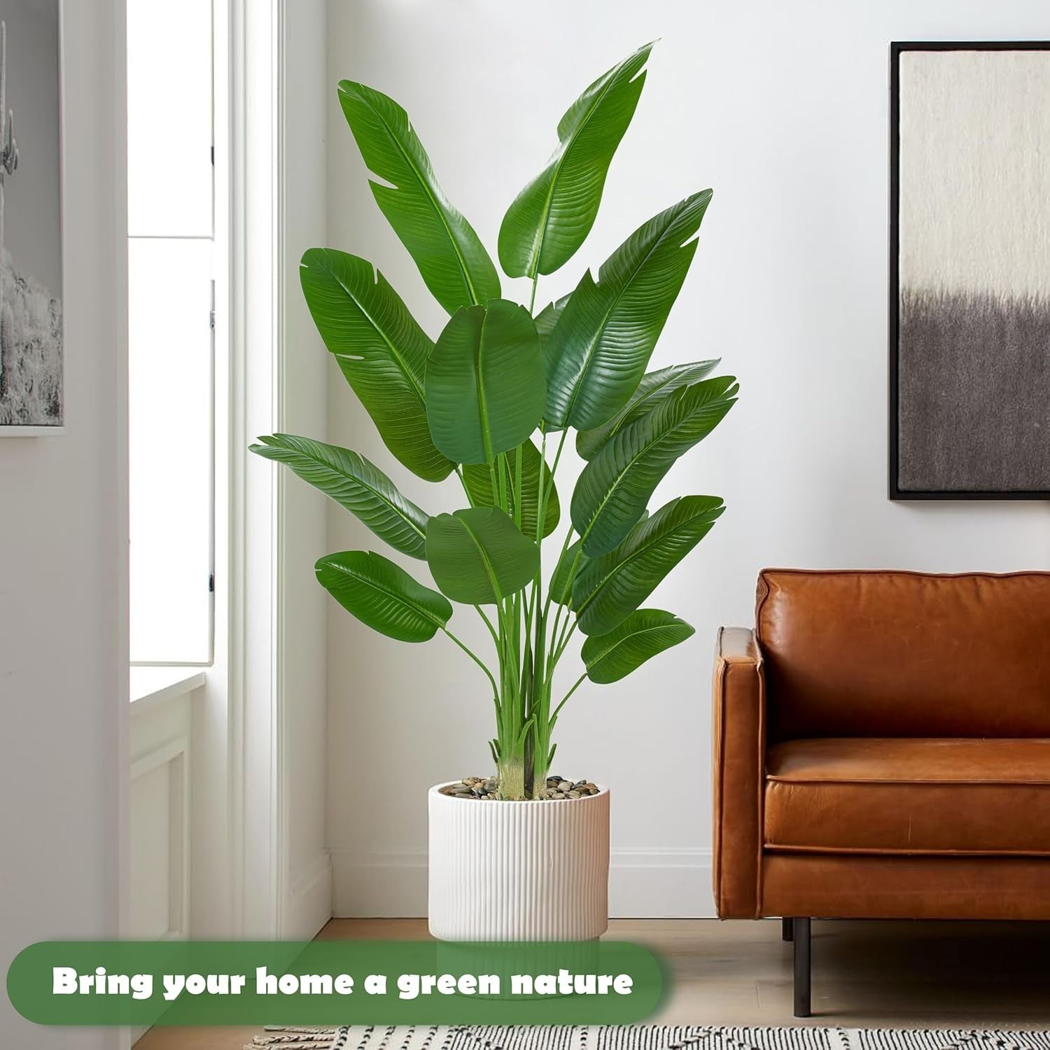 210cm Artificial Bird of Paradise Plant in Weighted Pot Tall Faux Tropical Decor