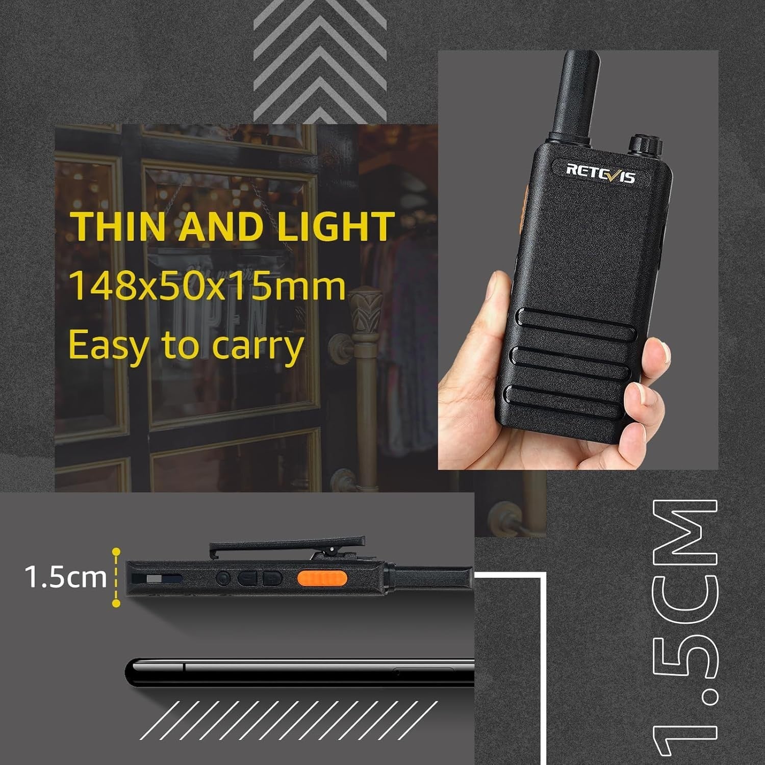PMR446 Walkie Talkies 4 Pack USB-C Rechargeable VOX w Earpieces