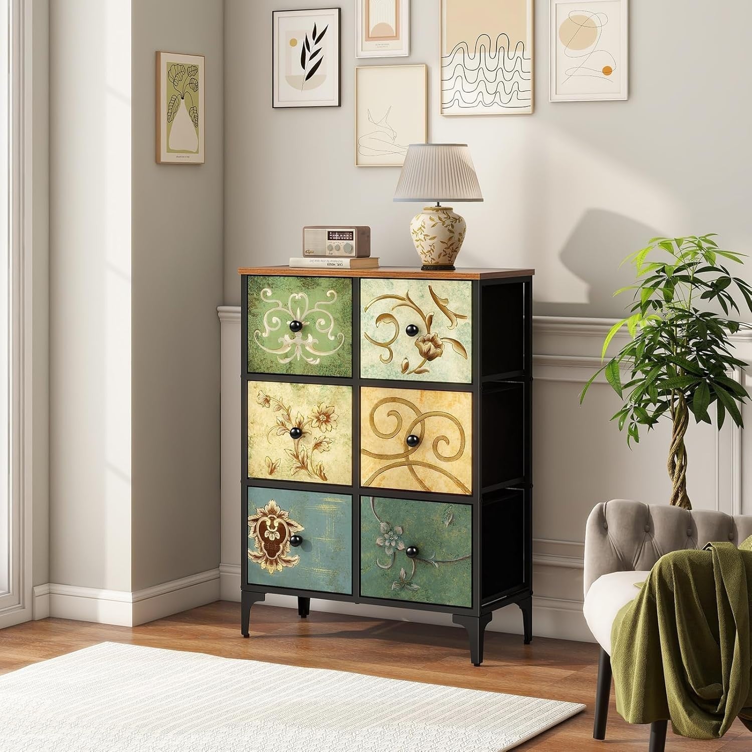 6 Drawer Fabric Dresser Organizer - Bedroom Storage, Living Room, Nursery