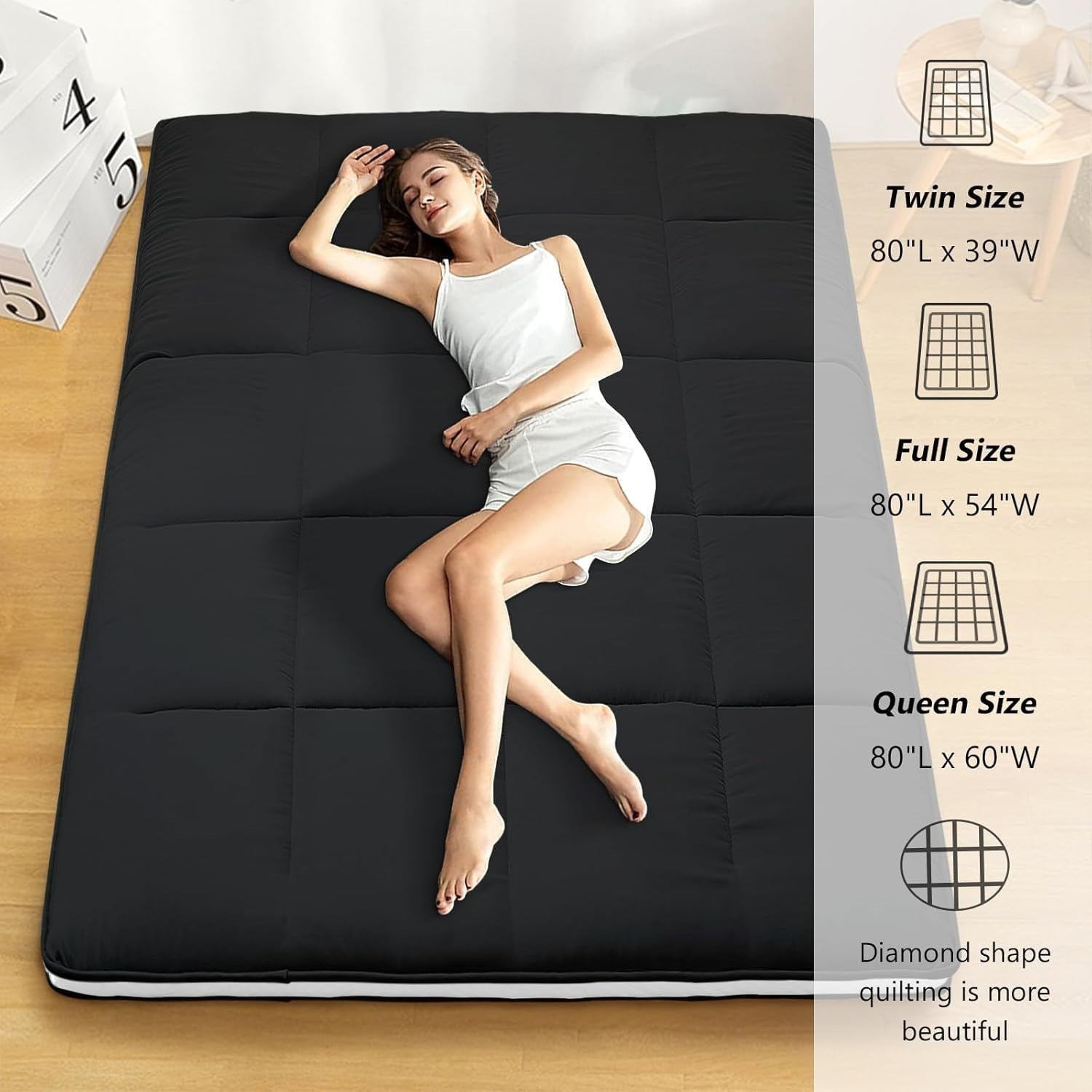 10cm Thick Japanese Roll-Up Futon Mattress | Foldable Tatami Bed & Guest Mat
