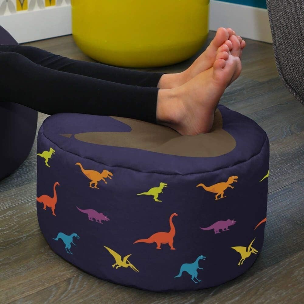 Kids Dinosaur Bean Bag Chair with Footstool Toddler Seat Soft Durable Playroom