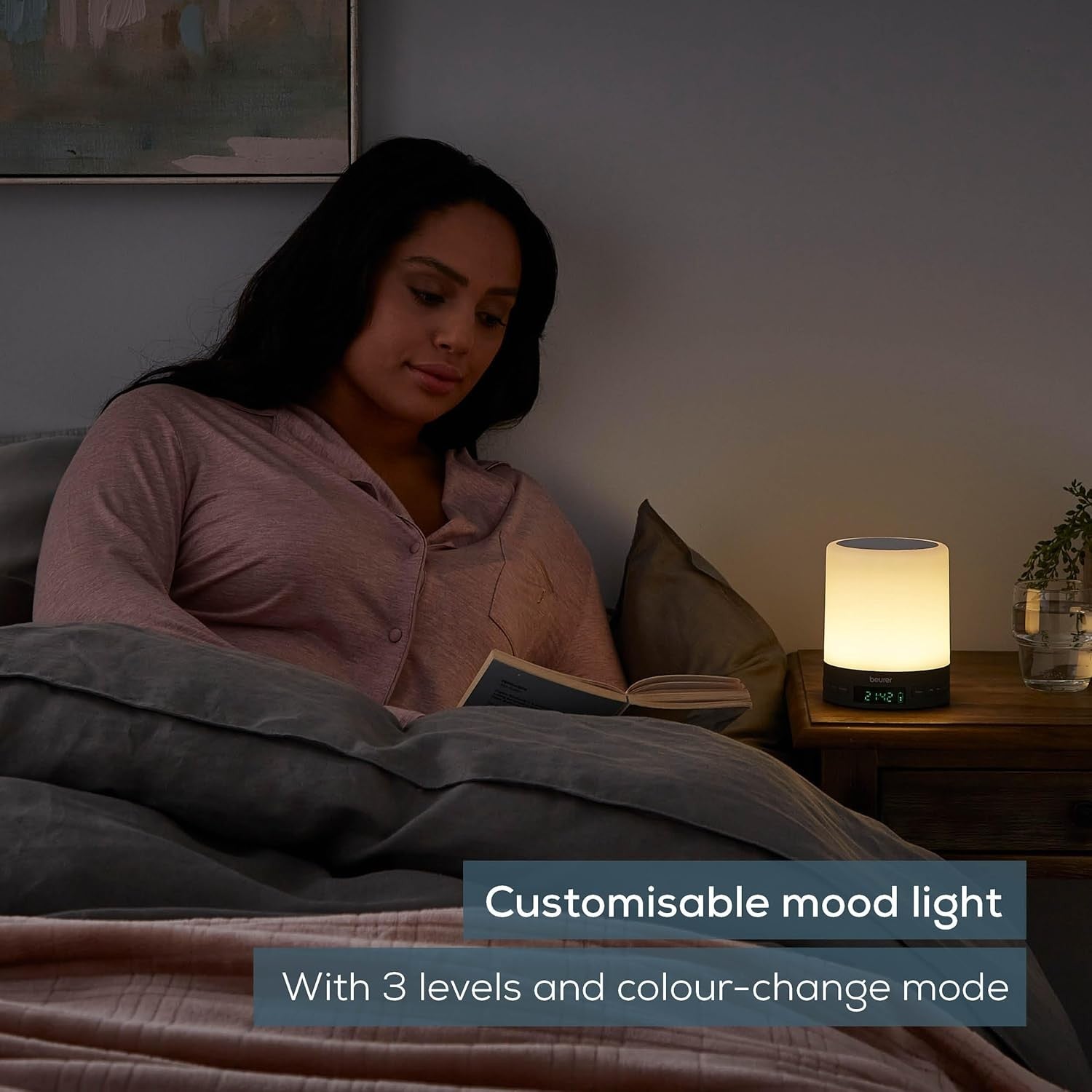 White Wake Up Light Alarm Clock Daylight Lamp FM Radio Bluetooth LED