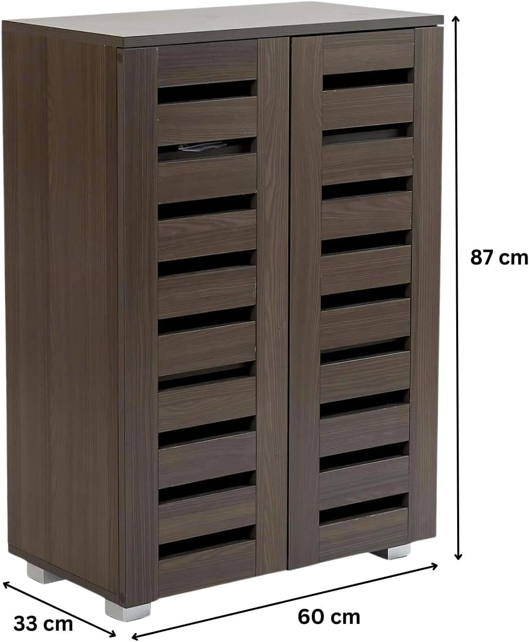 Shoe Storage Cabinet Wooden 2 Door Dark Brown Unit – Slim, Modern, Space-Saving