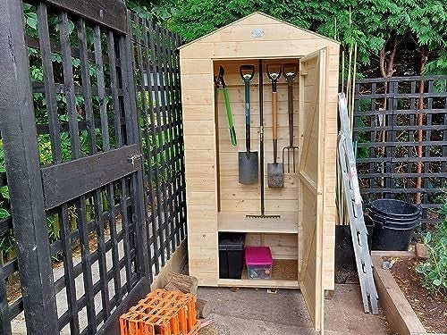 Wooden Garden Tool Shed 113x63x221cm Outdoor Storage Box with Shelf