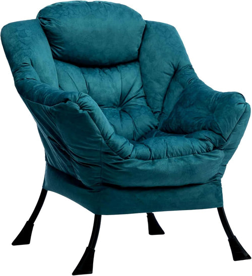 Velvet Blue Green Armchair Living Room Bedroom Lounge Chair Comfy Relax Seat