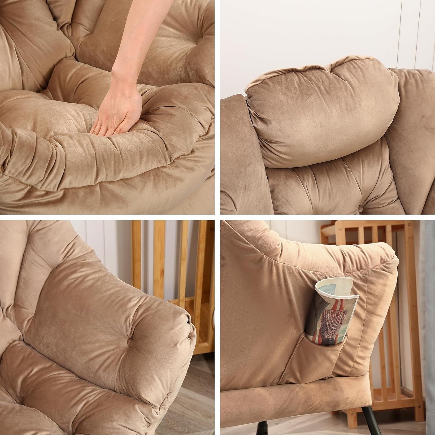 Modern Padded Accent Armchair with Side Pocket | High Back Comfort Lounge