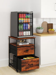 Vintage Brown Mini Fridge Stand 167kg Storage Cart