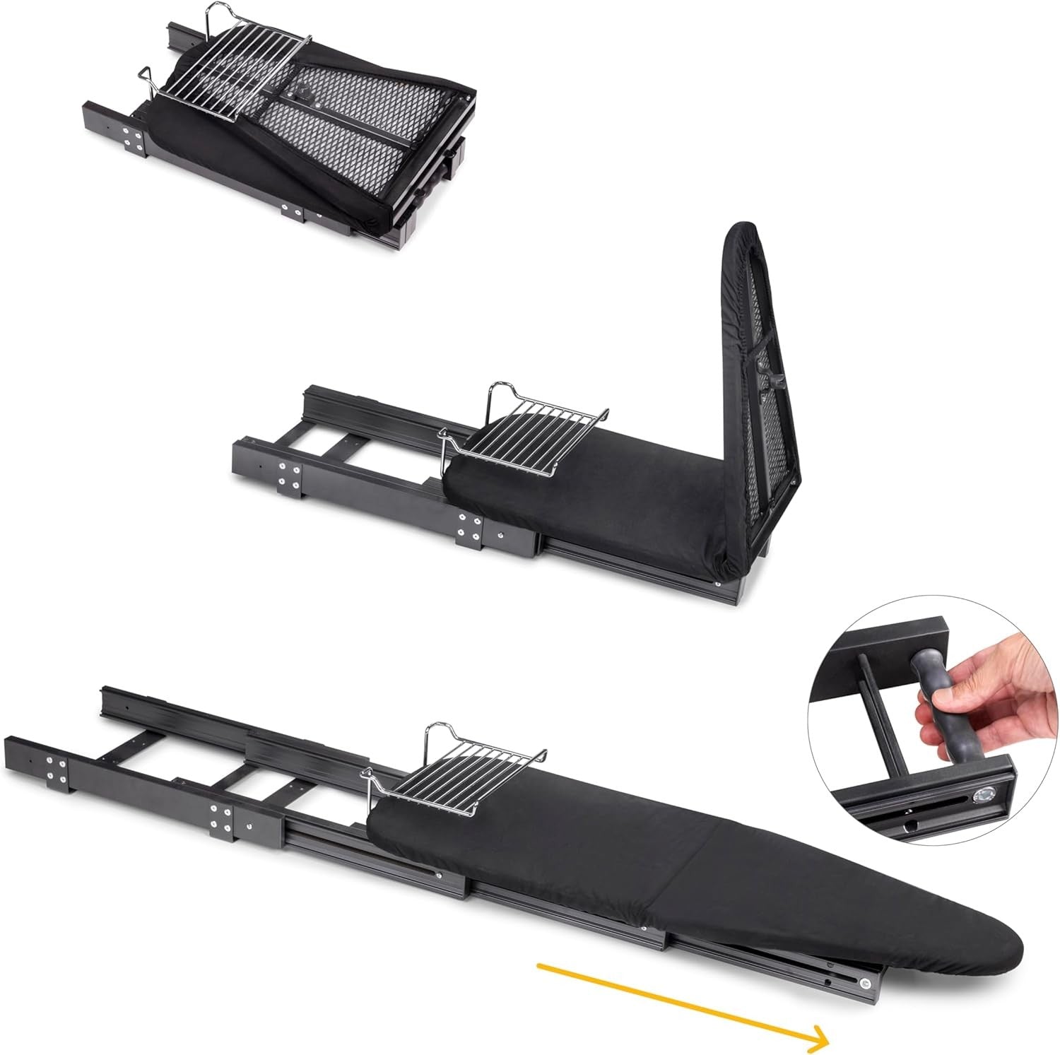 Pull Out Ironing Board Furniture Mounted Foldable Aluminium Space Saving