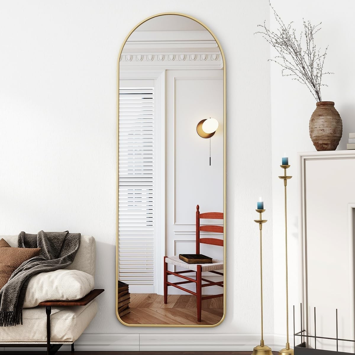 Gold Arch Full Length Mirror 165x53cm Wall Mounted or Leaning Frame