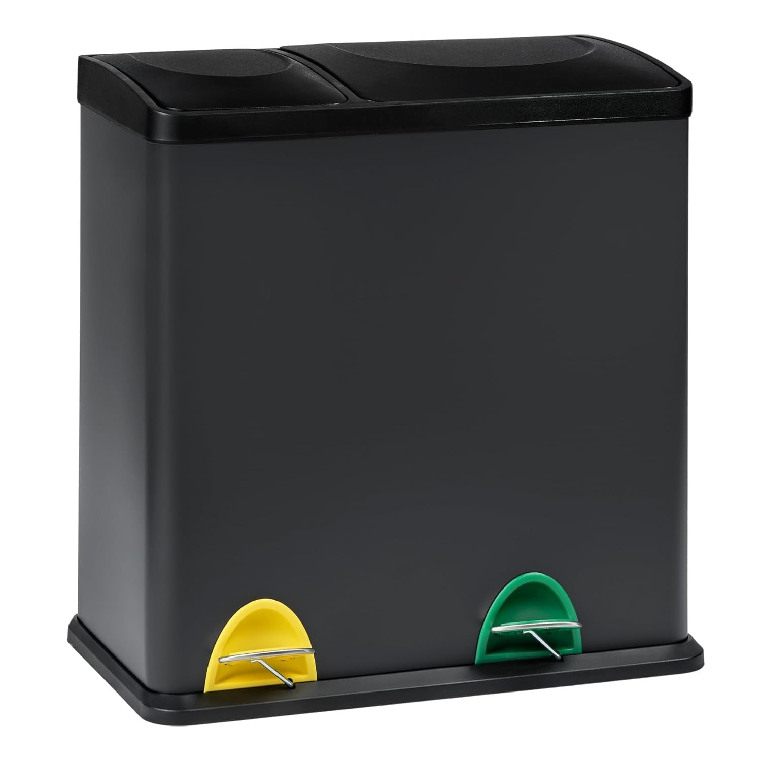 36L Recycling Bin 2 Compartment Waste Separation Black