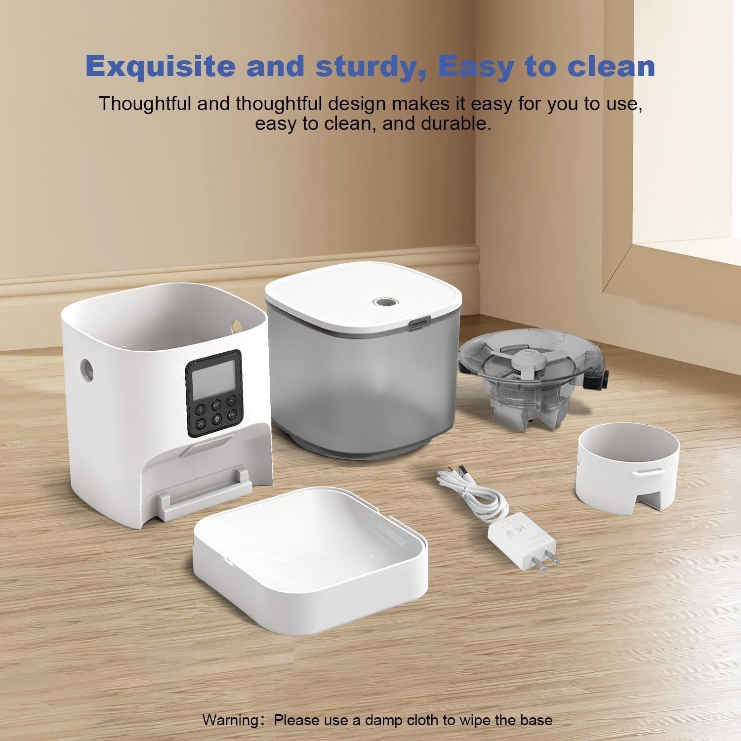 Automatic Cat Feeder 4L Timed Pet Food Dispenser 8 Meals Voice Record